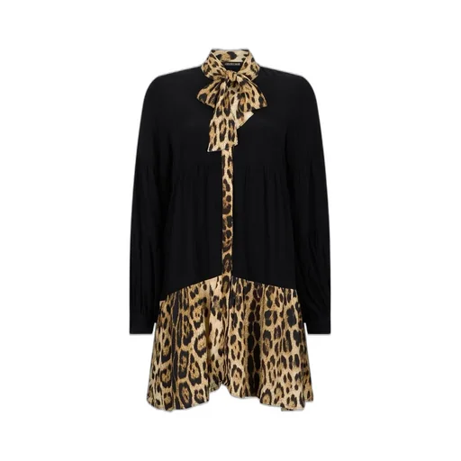 Roberto Cavalli Leopard Print A-Line Dress