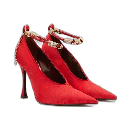 Roberto Cavalli Jacquard Jewel-Strap Pumps
