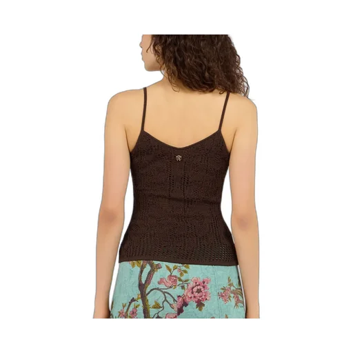 Roberto Cavalli Crochet Spaghetti Strap Top