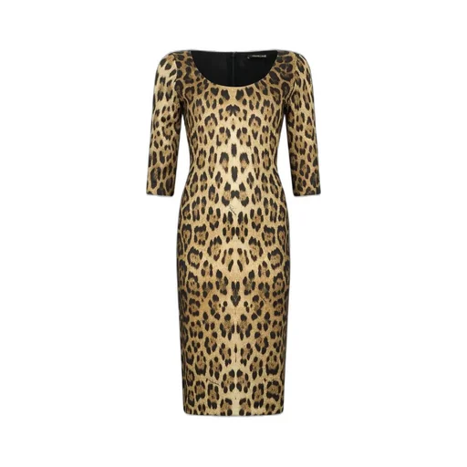 Roberto Cavalli Leopard Print Midi Dress