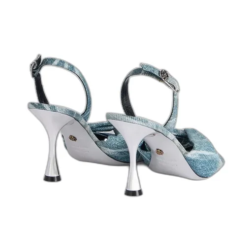 Roberto Cavalli Denim-Effect Slingback Sandals