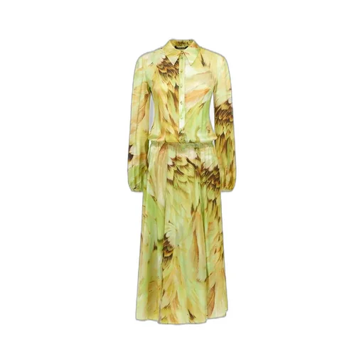 Roberto Cavalli Plumange Print Midi Dress