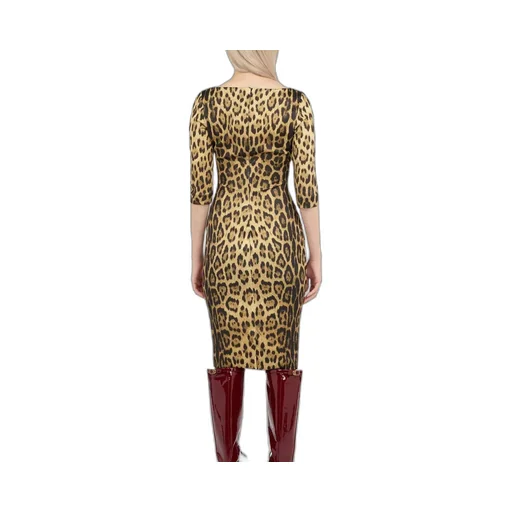 Roberto Cavalli Leopard Print Midi Dress