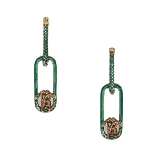 Roberto Cavalli Snake Monogram Link Earrings