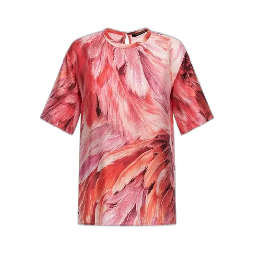 Roberto Cavalli Plumange Print Silk Top