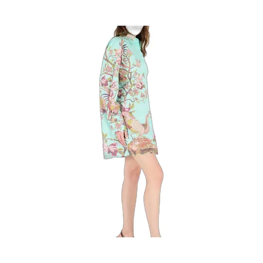 Roberto Cavalli Oriental Bird Print Shirt Dress