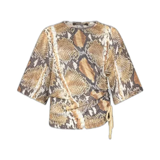 Roberto Cavalli Draped Animalier Top