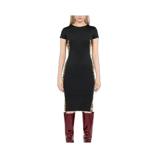 Roberto Cavalli Leopard Panel Midi Dress