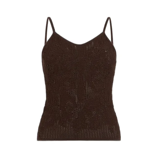 Roberto Cavalli Crochet Spaghetti Strap Top