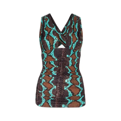 Roberto Cavalli Snakeskin Printed Sleeveless Top