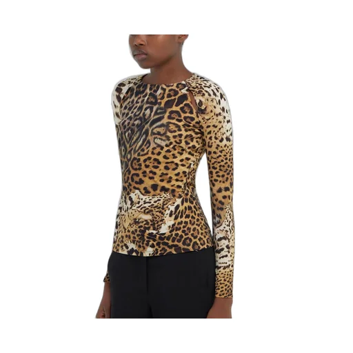 Roberto Cavalli Jaguar Skin Print Long-Sleeved T-Shirt