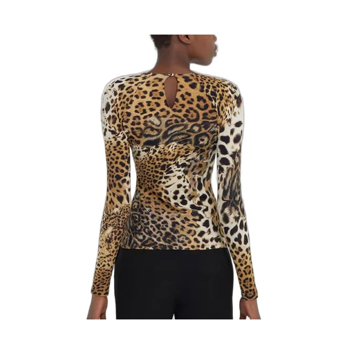 Roberto Cavalli Jaguar Skin Print Long-Sleeved T-Shirt