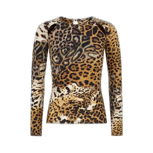 Roberto Cavalli Jaguar Skin Print Long-Sleeved T-Shirt