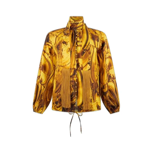 Roberto Cavalli Tigereye Print Silk Shirt