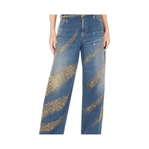 Roberto Cavalli Embellished Zebra Pattern Jeans