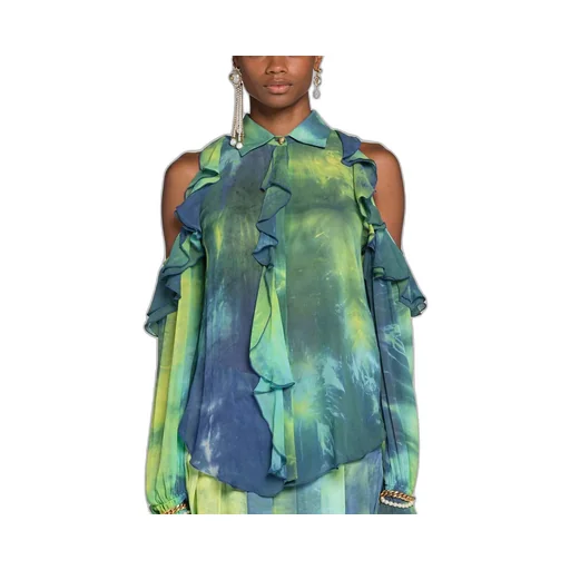 Roberto Cavalli Cut-Out Tie Dye Shirt