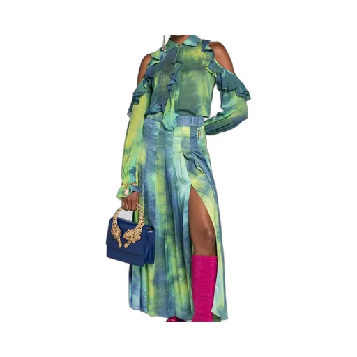 Roberto Cavalli Cut-Out Tie Dye Shirt