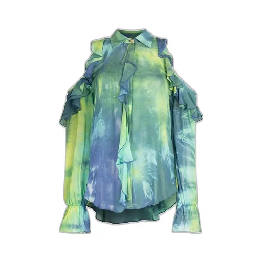 Roberto Cavalli Cut-Out Tie Dye Shirt