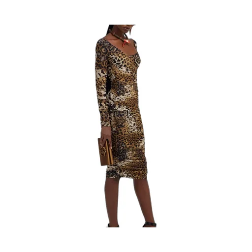 Roberto Cavalli Stretch Jaguar Skin Print Dress