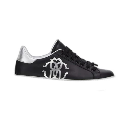 Roberto Cavalli Monogram Mirror Snake Low-Top Sneakers