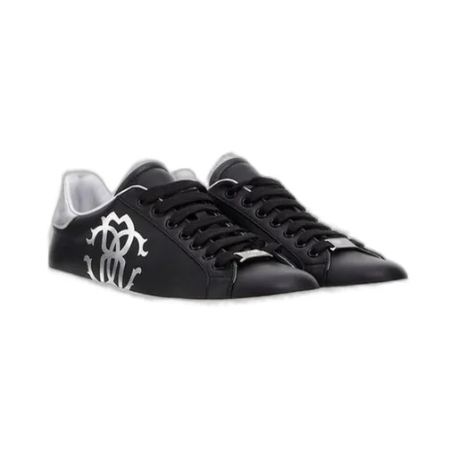 Roberto Cavalli Monogram Mirror Snake Low-Top Sneakers