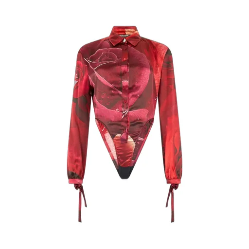 Roberto Cavalli Garden Rose Printed Bodysuit Shirt
