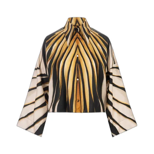 Roberto Cavalli Ray Of Gold Printed Satin Shirt