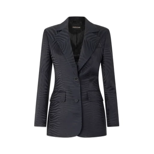 Roberto Cavalli Solid-Color Tiger Skin Design Blazer