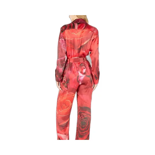 Roberto Cavalli Rose-Print Shirt-Style Jumpsuit