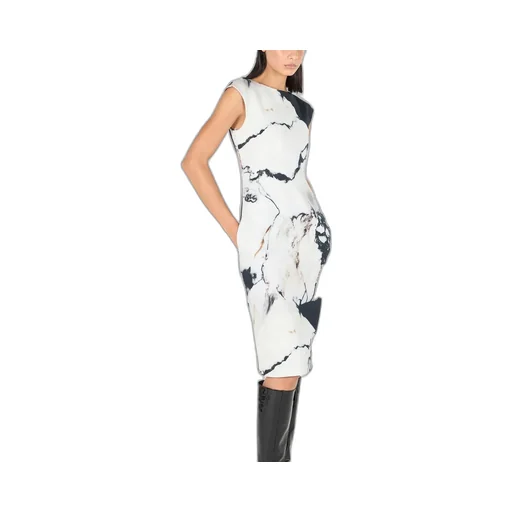 Roberto Cavalli Marble Printed Midi Dress