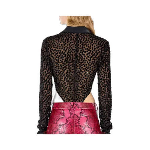 Roberto Cavalli Polka-Dot Shirt-Style Bodysuit