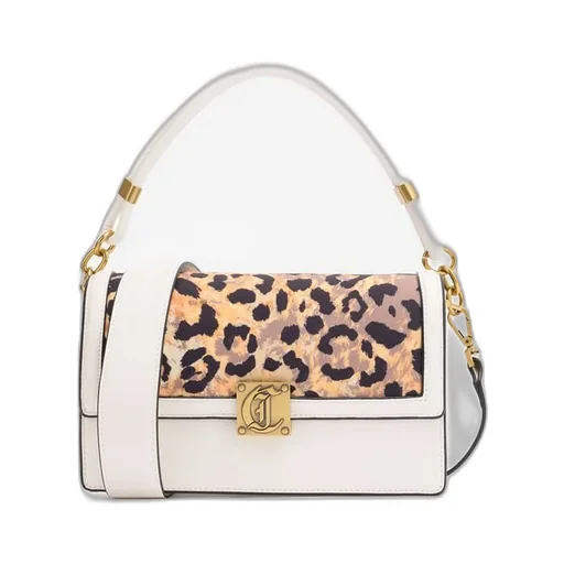 Roberto Cavalli Jc Plaque Leopard Printed Top Handle Bag