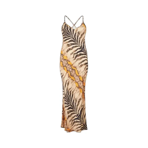 Roberto Cavalli Animalier Printed Satin Dress