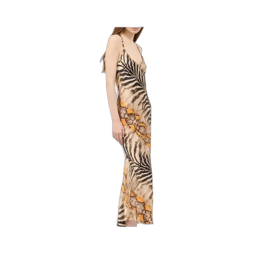 Roberto Cavalli Animalier Printed Satin Dress