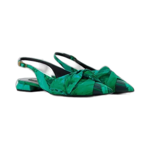 Roberto Cavalli Le Pettegole Malachite Printed Slingback Flats
