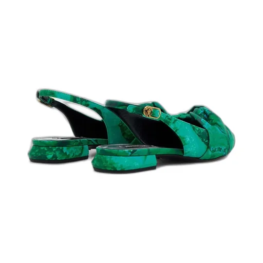 Roberto Cavalli Le Pettegole Malachite Printed Slingback Flats