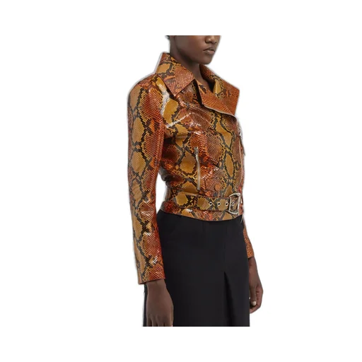 Roberto Cavalli Printed Leather Jacket