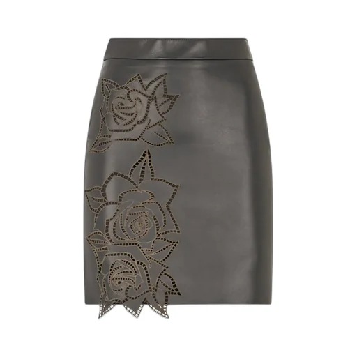 Roberto Cavalli Perforated Rose Pattern Skirt