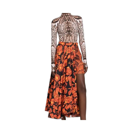 Roberto Cavalli Mix-Printed Asymmetric Skirt