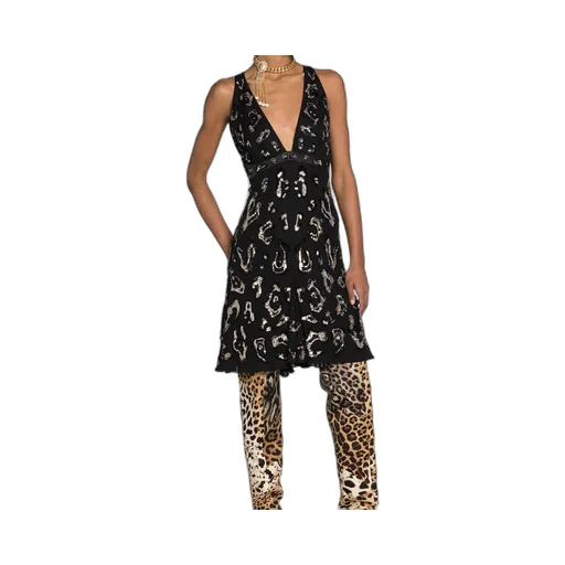 Roberto Cavalli Sequin-Embellished Open-Back Dress