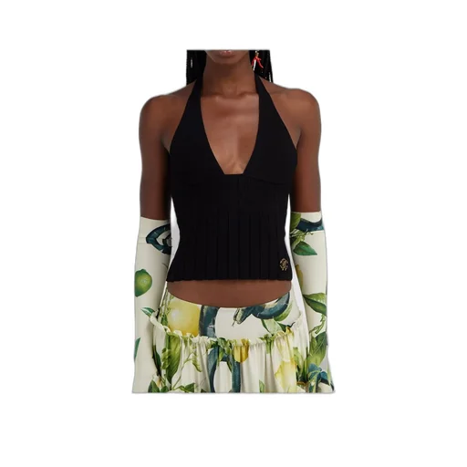 Roberto Cavalli Ribbed Halter Top