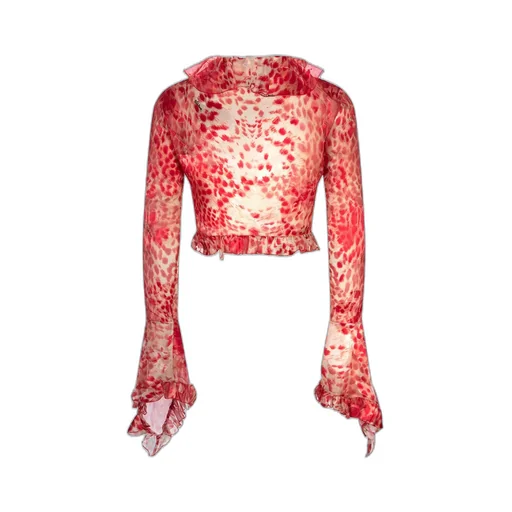 Roberto Cavalli Ruffle Print Crop Top