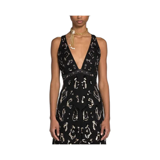 Roberto Cavalli Sequin-Embellished Open-Back Dress