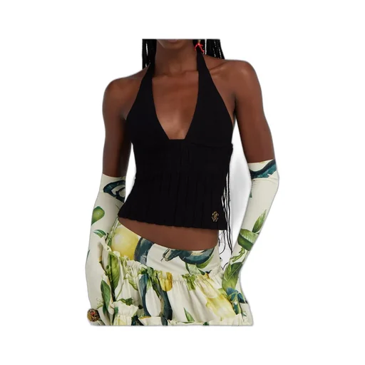 Roberto Cavalli Ribbed Halter Top