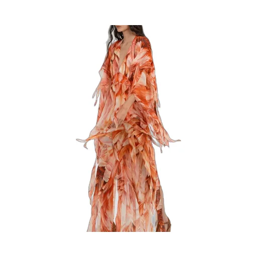 Roberto Cavalli Plumage Print Kaftan
