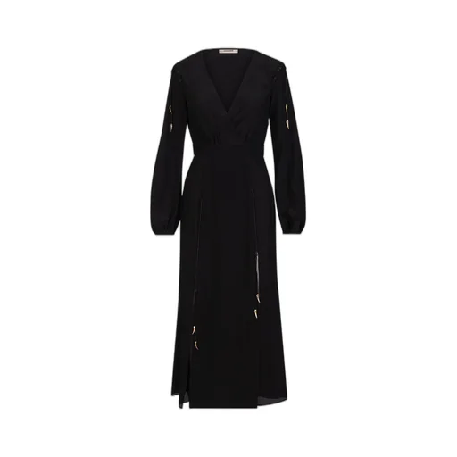 Roberto Cavalli V-Neck Front-Slit Midi Dress