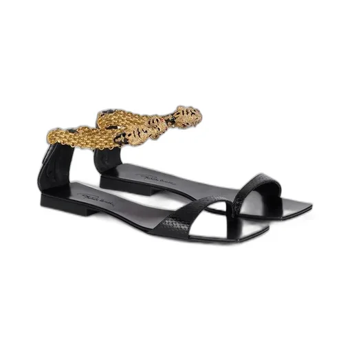 Roberto Cavalli Tiger Embellished Printed Low Sandals