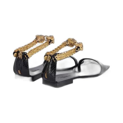 Roberto Cavalli Tiger Embellished Printed Low Sandals
