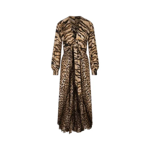 Roberto Cavalli Animal-Print Knot-Font Midi Dress