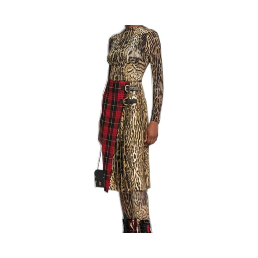 Roberto Cavalli Mix-Print High Waist Skirt